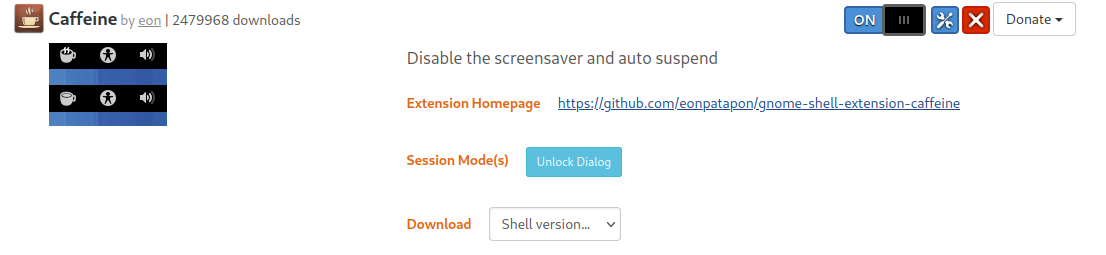 Caffeine GNOME Extension