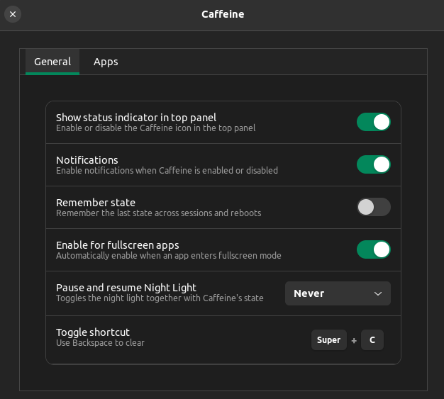 Caffeine Hotkey Settings