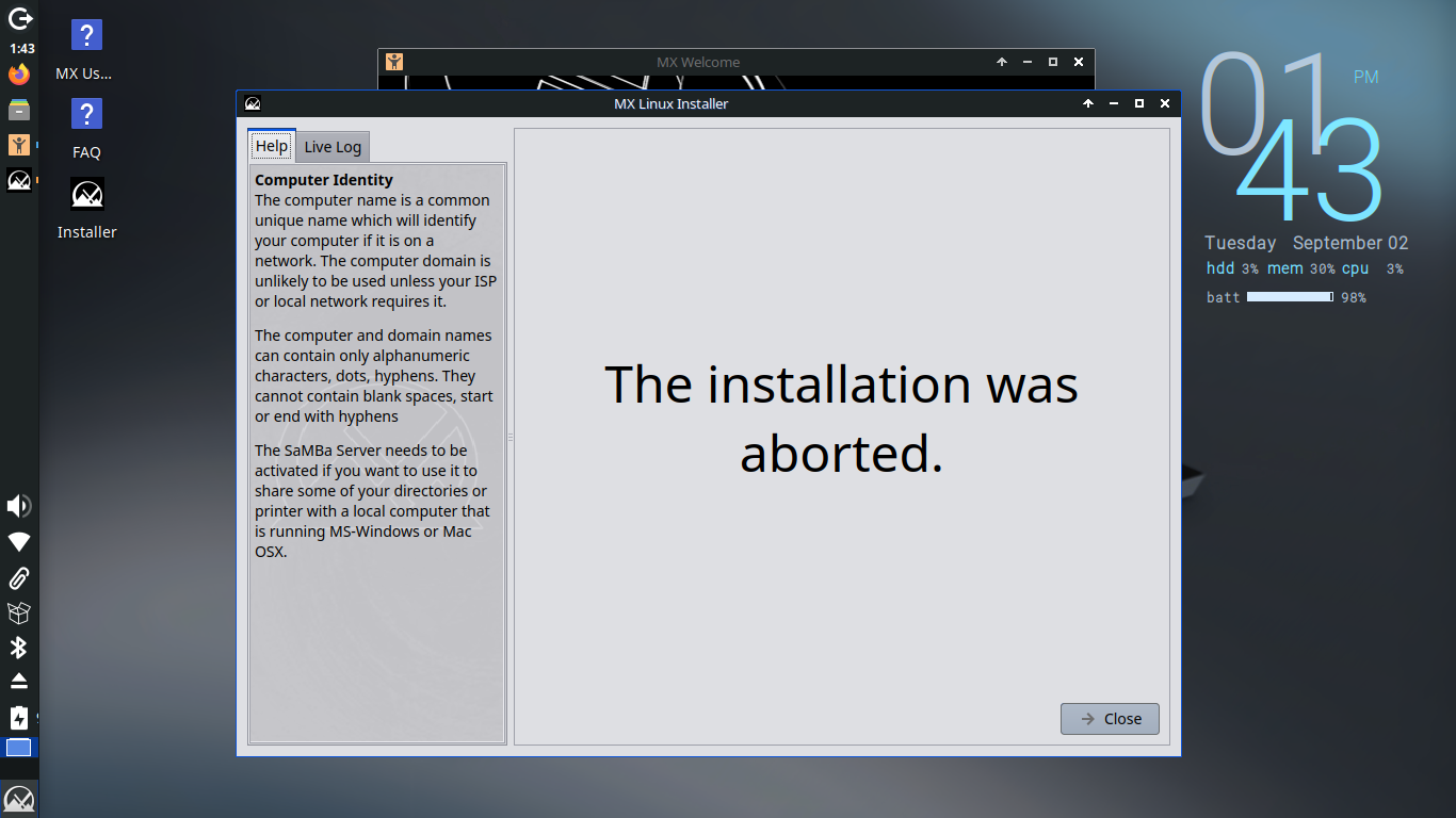 Abortion of Installation